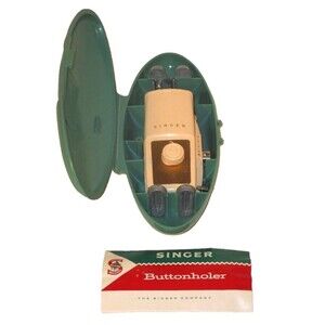 Singer 1960's Sewing Machine Buttonholer #489510 w/Case & Manual